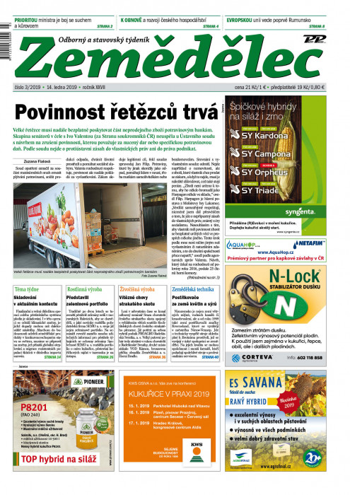 Obálka titulu Zemědělec - vydání č. 3/2019