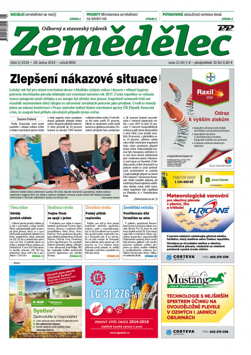 Obálka titulu Zemědělec - vydání č. 5/2019