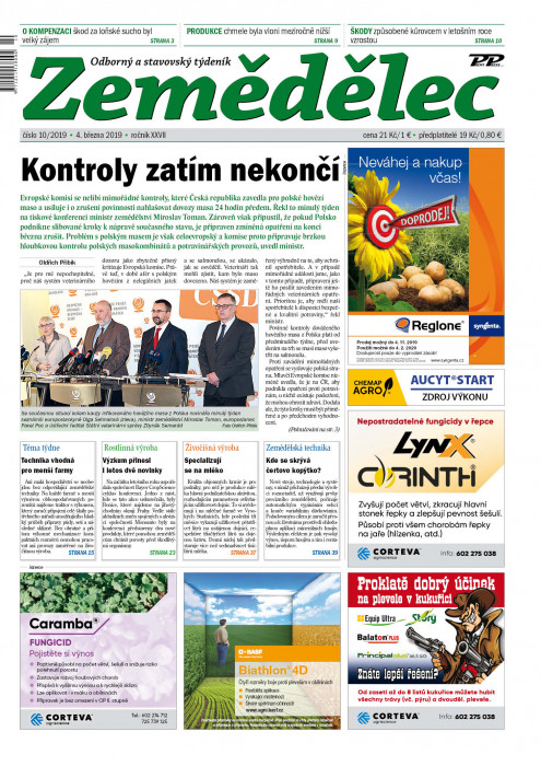 Obálka titulu Zemědělec - vydání č. 10/2019