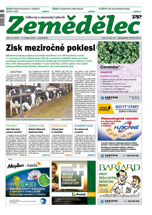 Obálka titulu Zemědělec - vydání č. 11/2019