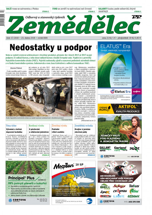 Obálka titulu Zemědělec - vydání č. 17/2019