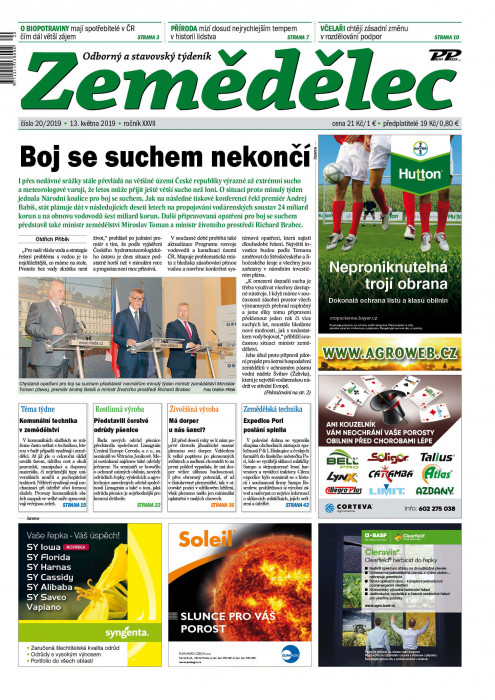 Obálka titulu Zemědělec - vydání č. 20/2019