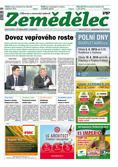 Obálka titulu Zemědělec - vydání č. 22/2019