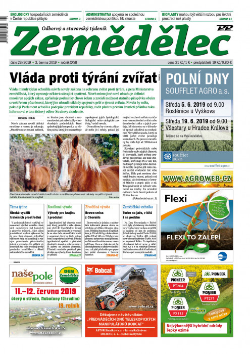 Obálka titulu Zemědělec - vydání č. 23/2019