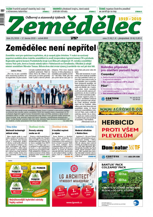 Obálka titulu Zemědělec - vydání č. 25/2019