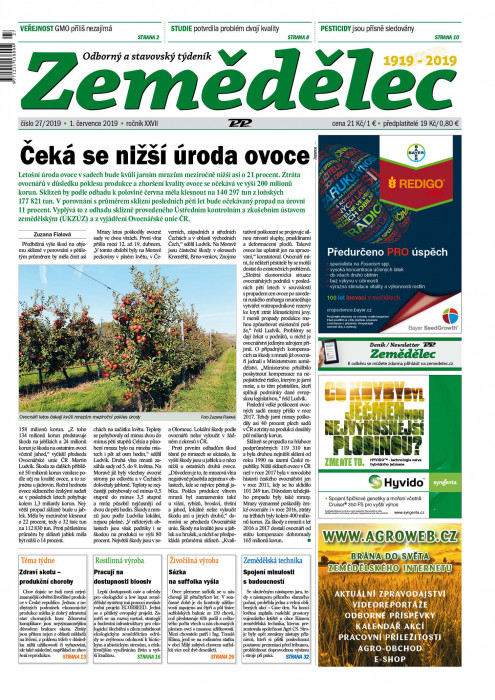 Obálka titulu Zemědělec - vydání č. 27/2019