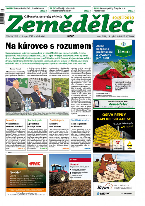 Obálka titulu Zemědělec - vydání č. 35/2019