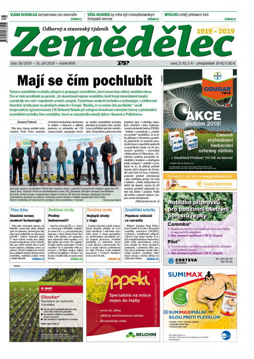 Obálka titulu Zemědělec - vydání č. 38/2019
