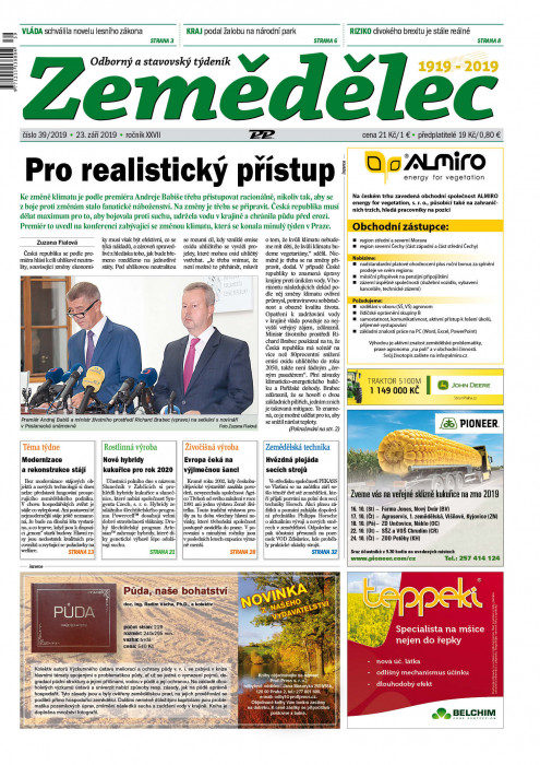 Obálka titulu Zemědělec - vydání č. 39/2019