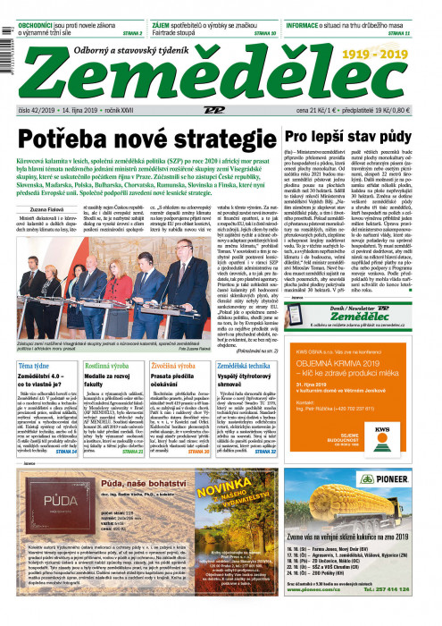 Obálka titulu Zemědělec - vydání č. 42/2019