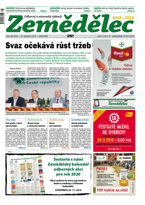 Obálka titulu Zemědělec - vydání č. 48/2019