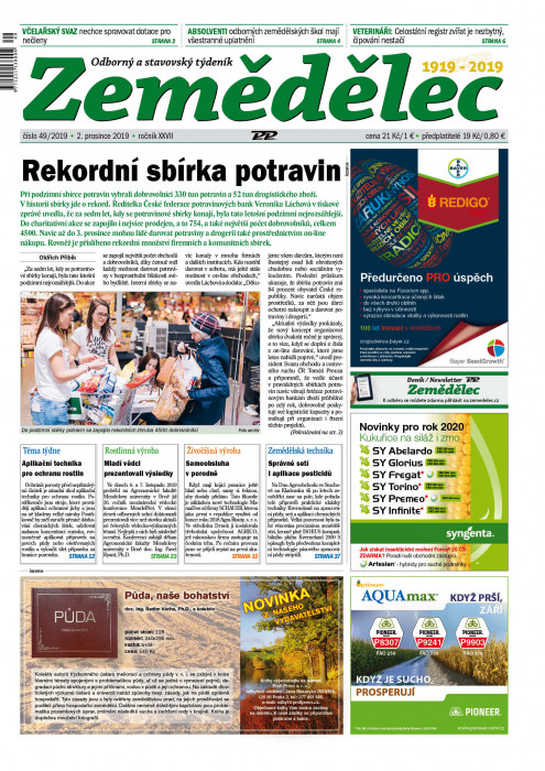 Obálka titulu Zemědělec - vydání č. 49/2019