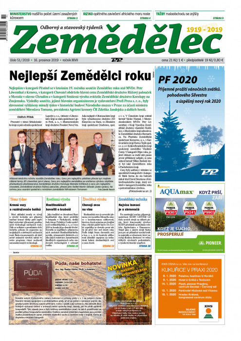 Obálka titulu Zemědělec - vydání č. 51/2019