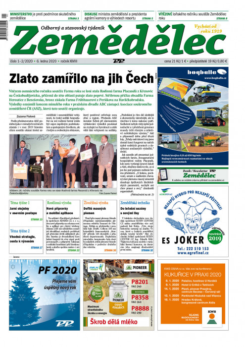 Obálka titulu Zemědělec - vydání č. 1/2020
