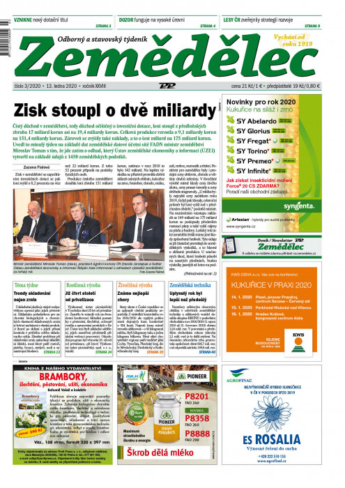 Obálka titulu Zemědělec - vydání č. 3/2020