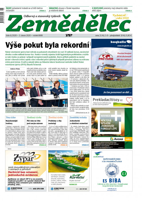 Obálka titulu Zemědělec - vydání č. 6/2020