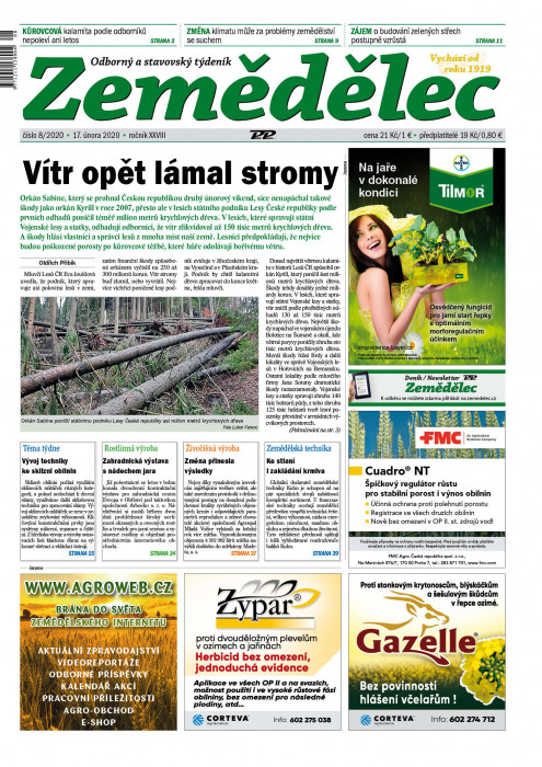 Obálka titulu Zemědělec - vydání č. 8/2020