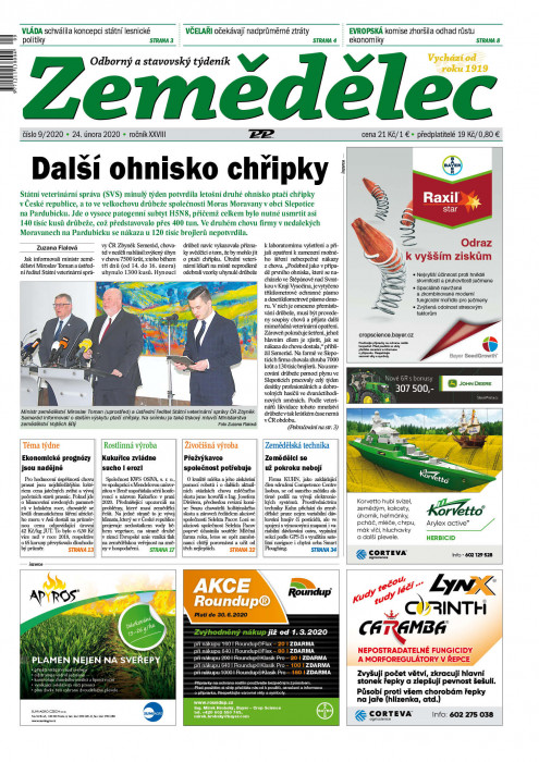Obálka titulu Zemědělec - vydání č. 9/2020