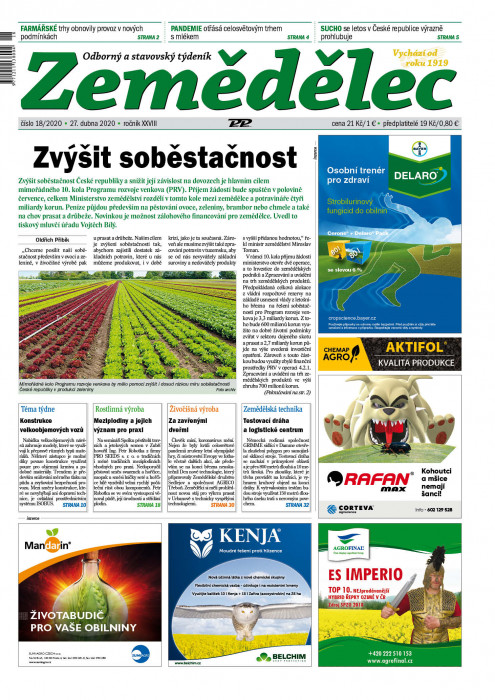 Obálka titulu Zemědělec - vydání č. 18/2020