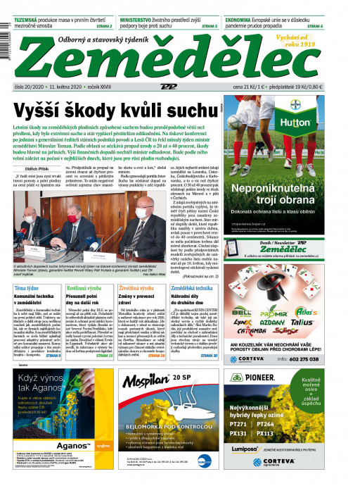 Obálka titulu Zemědělec - vydání č. 20/2020