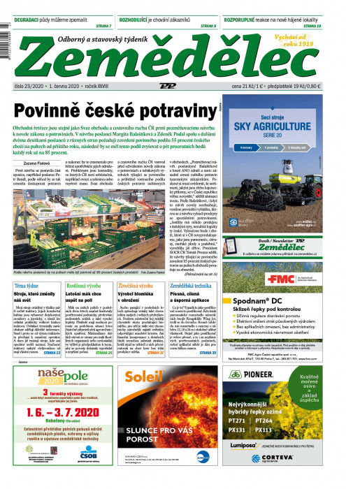 Obálka titulu Zemědělec - vydání č. 23/2020