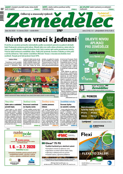 Obálka titulu Zemědělec - vydání č. 24/2020