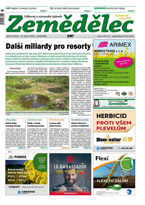Obálka titulu Zemědělec - vydání č. 25/2020