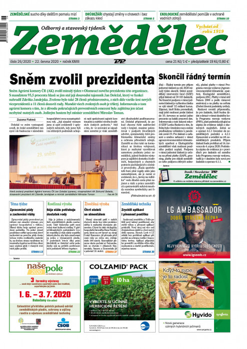 Obálka titulu Zemědělec - vydání č. 26/2020