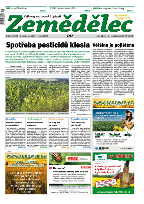 Obálka titulu Zemědělec - vydání č. 31/2020