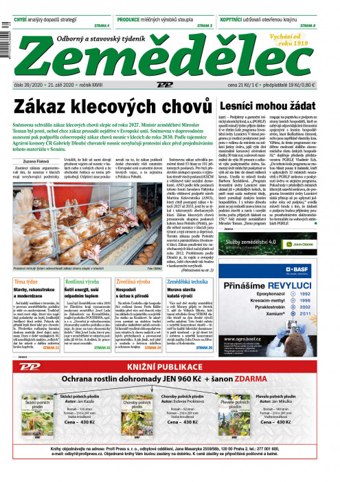 Obálka titulu Zemědělec - vydání č. 39/2020
