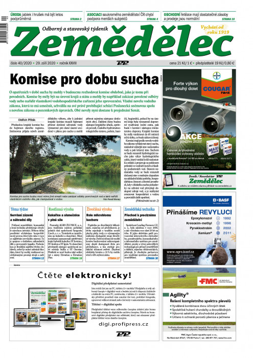 Obálka titulu Zemědělec - vydání č. 40/2020