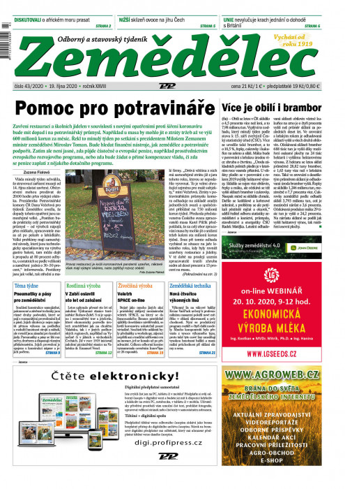 Obálka titulu Zemědělec - vydání č. 43/2020