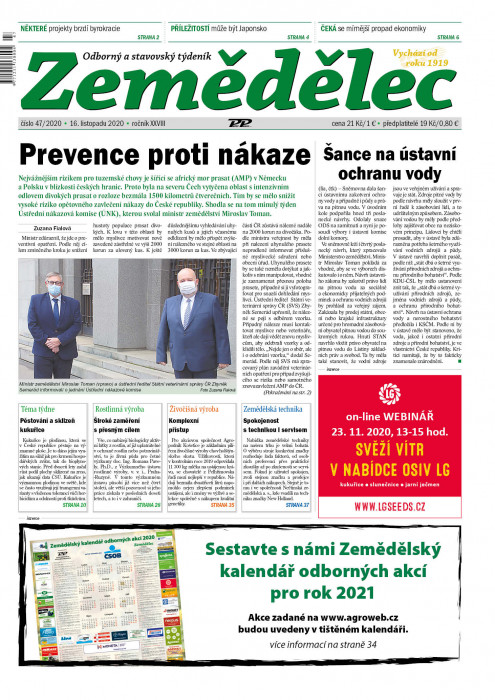 Obálka titulu Zemědělec - vydání č. 47/2020