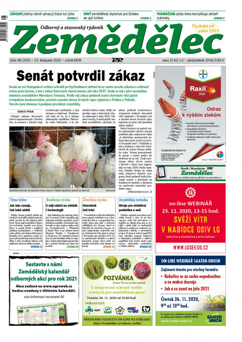 Obálka titulu Zemědělec - vydání č. 48/2020