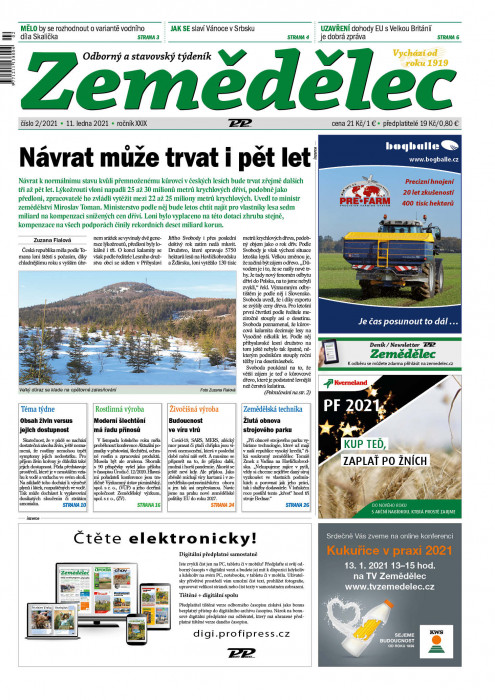 Obálka titulu Zemědělec - vydání č. 2/2021