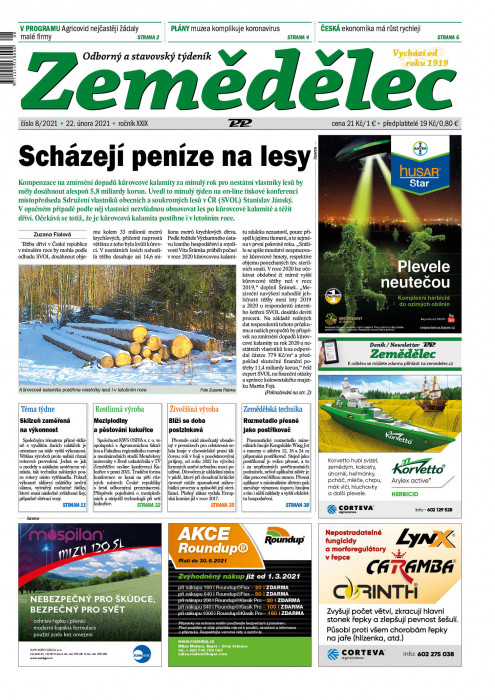 Obálka titulu Zemědělec - vydání č. 8/2021