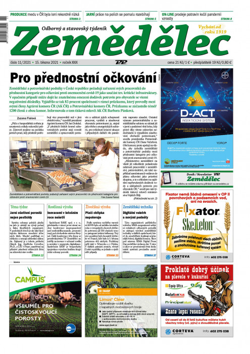 Obálka titulu Zemědělec - vydání č. 11/2021