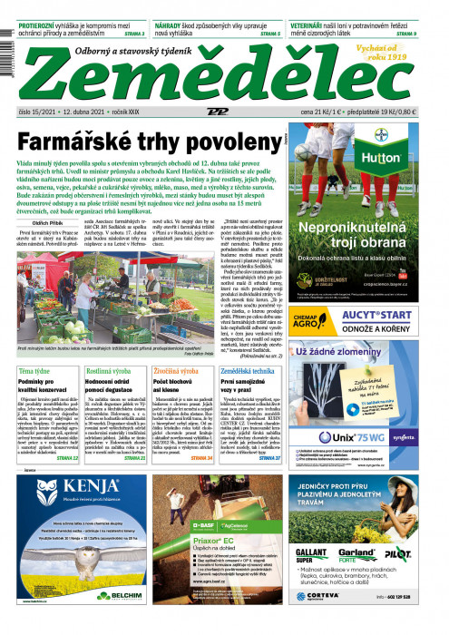 Obálka titulu Zemědělec - vydání č. 15/2021
