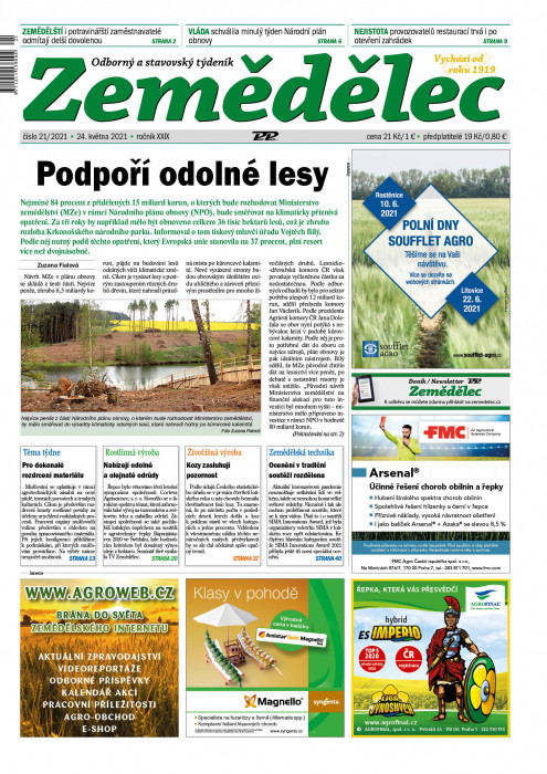 Obálka titulu Zemědělec - vydání č. 21/2021