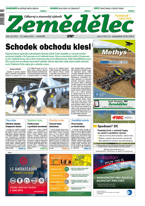 Obálka titulu Zemědělec - vydání č. 22/2021