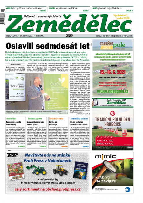 Obálka titulu Zemědělec - vydání č. 24/2021