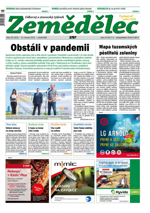 Obálka titulu Zemědělec - vydání č. 25/2021