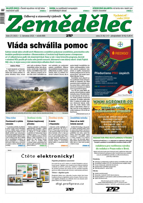 Obálka titulu Zemědělec - vydání č. 27/2021