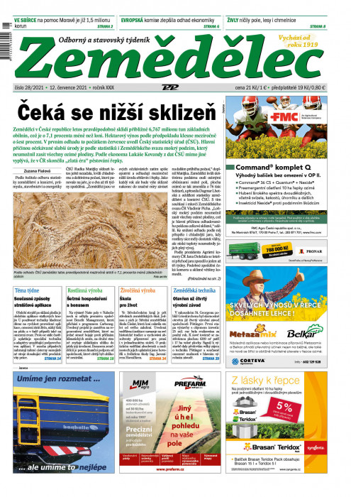 Obálka titulu Zemědělec - vydání č. 28/2021