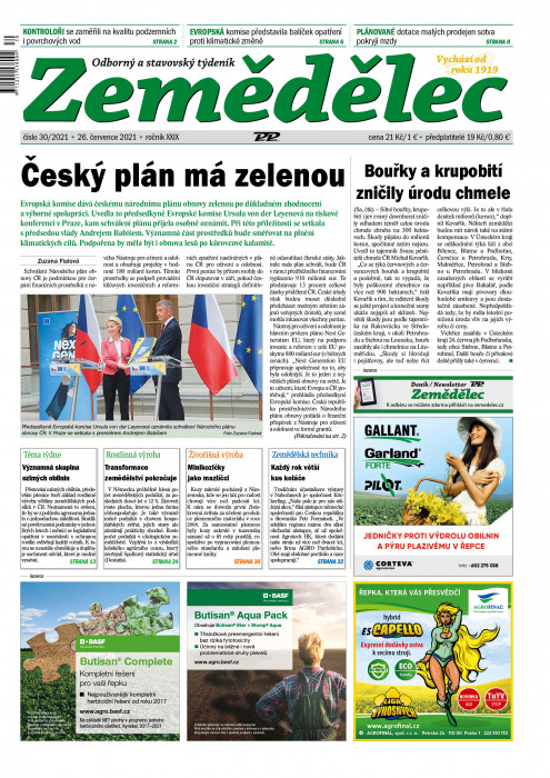 Obálka titulu Zemědělec - vydání č. 30/2021