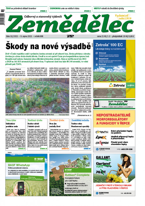 Obálka titulu Zemědělec - vydání č. 32/2021