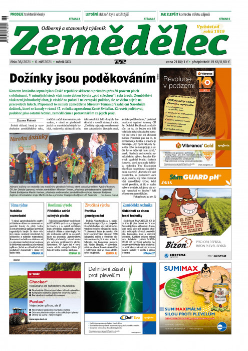 Obálka titulu Zemědělec - vydání č. 36/2021