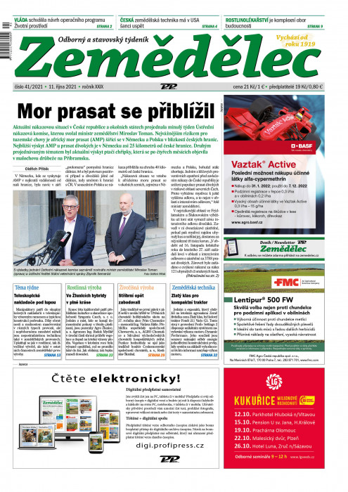 Obálka titulu Zemědělec - vydání č. 41/2021