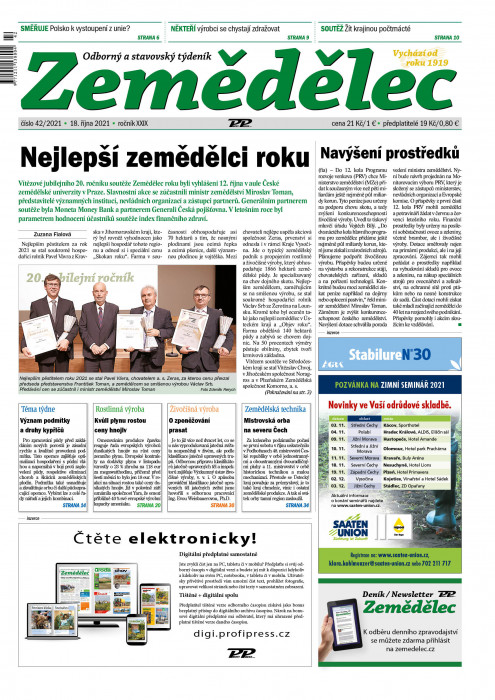 Obálka titulu Zemědělec - vydání č. 42/2021