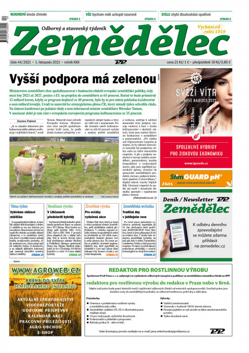 Obálka titulu Zemědělec - vydání č. 44/2021